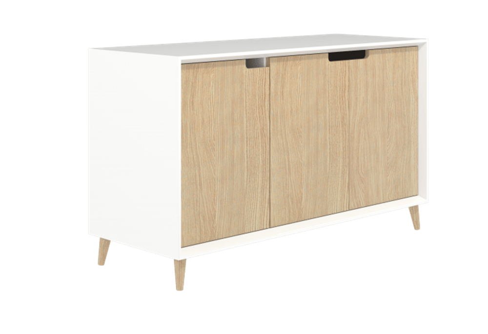 Oslo Cabinet - 3 Door (Storage Credenza)-Storage-1200 x 450-White-Auckland Delivery-Commercial Traders - Office Furniture