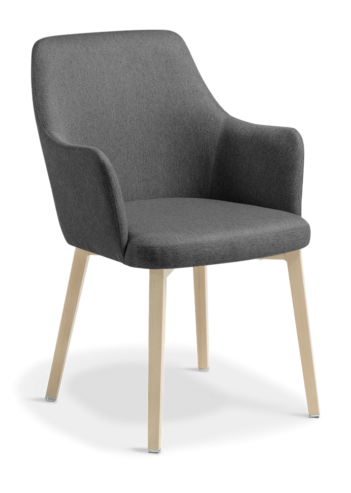 Olli Chair-Reception Furniture-Charcoal Polyester-Ash Timber-look-Commercial Traders - Office Furniture