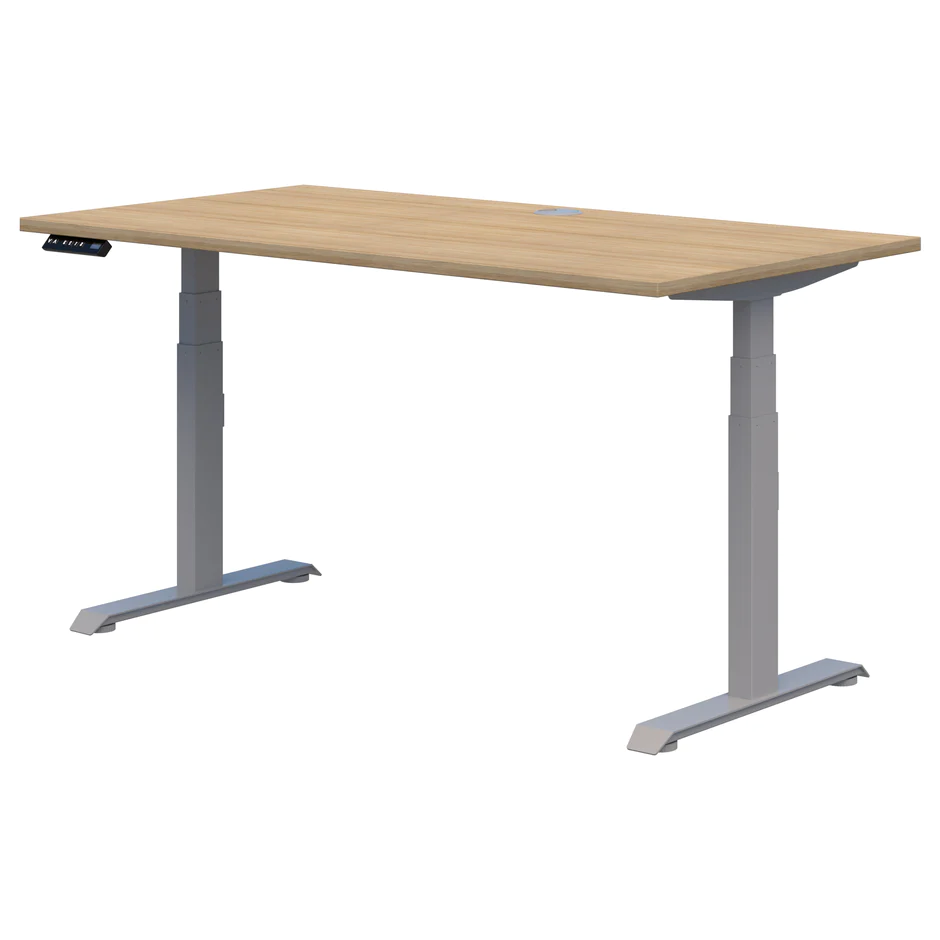 Alti Rapid Premium Electric Desk-Desks-1800x800-Classic Oak-Silver-Commercial Traders - Office Furniture