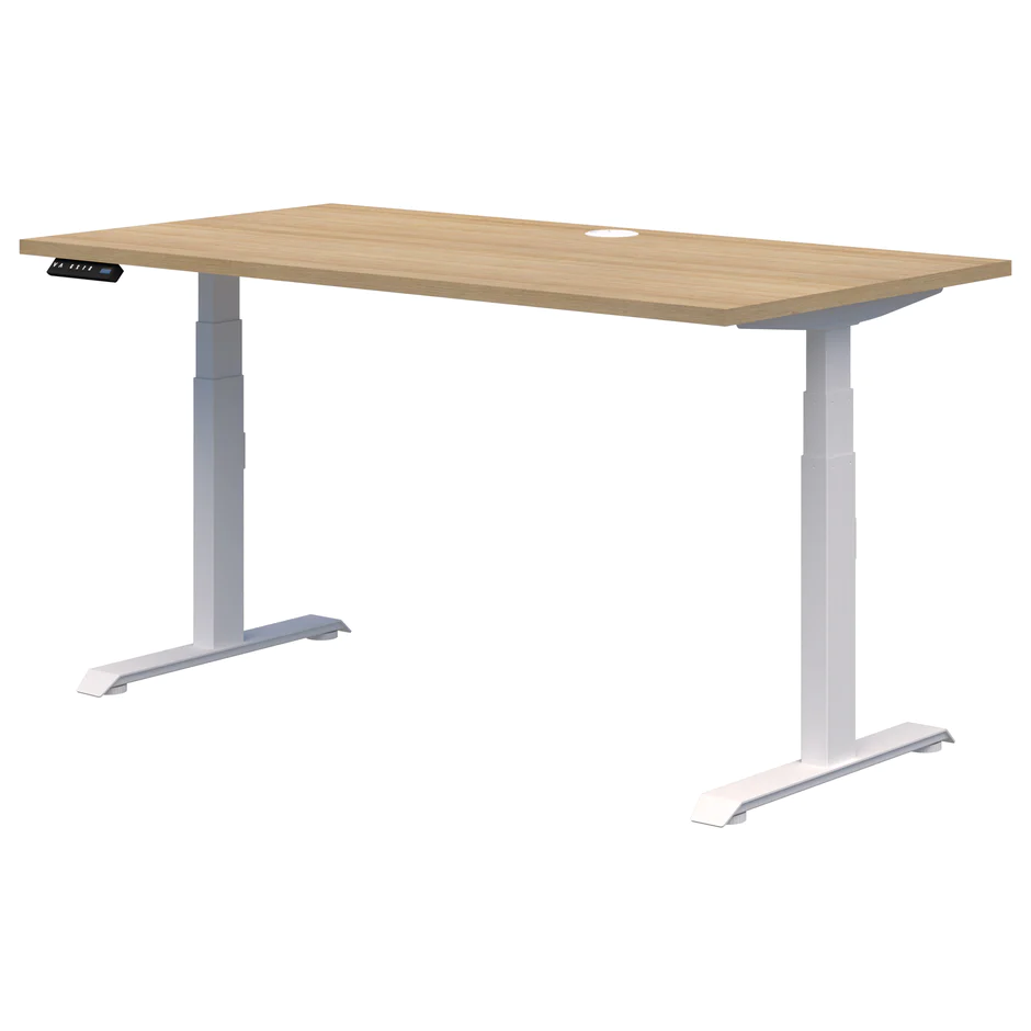 Alti Rapid Premium Electric Desk-Desks-1800x800-Classic Oak-White-Commercial Traders - Office Furniture