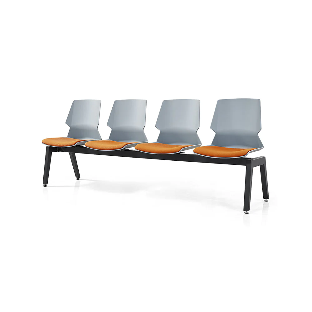 PRISM 4 User Bench Chair-Chairs-Grey-Orange-Commercial Traders - Office Furniture