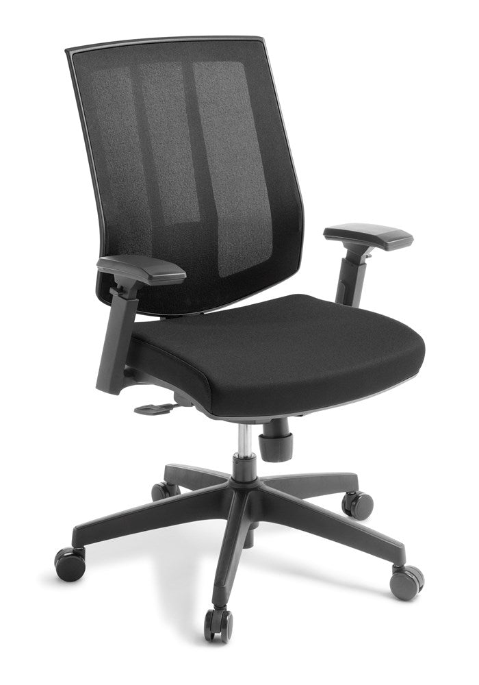 Rally Mesh Chair - With Seat Slide-Office Chairs-Standard Black-Adjustable Arms Please-Commercial Traders - Office Furniture