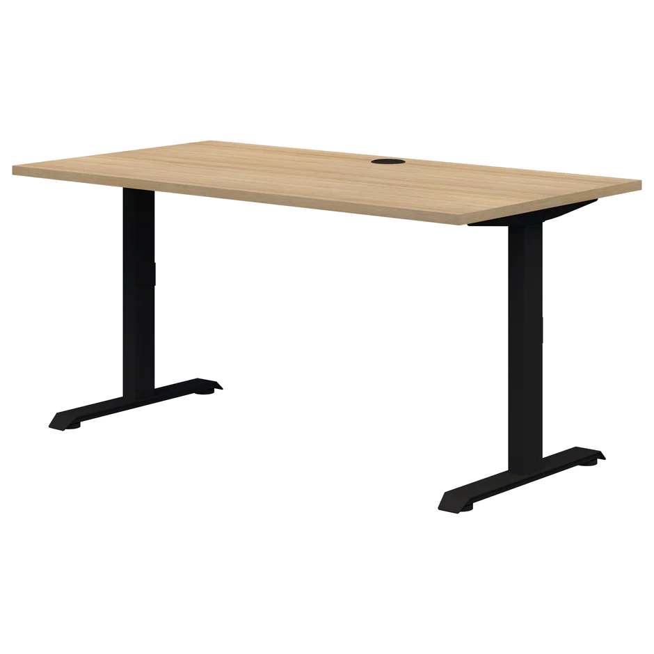 Rapid Fixed Height Desk-Desking-1200x700-Classic Oak-Black-Commercial Traders - Office Furniture