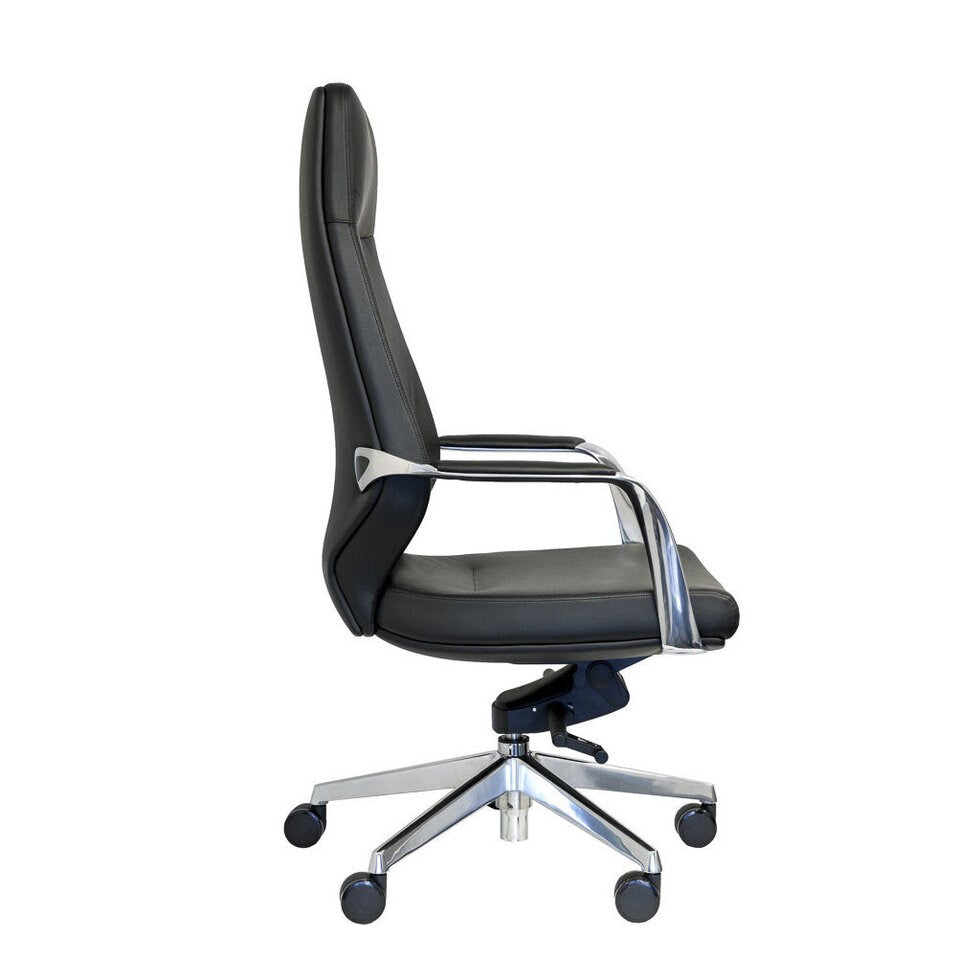 Ravello Highback Leather Chair with Arms-Office Chairs-Customer Pick Up-Cowhide Leather-Commercial Traders - Office Furniture