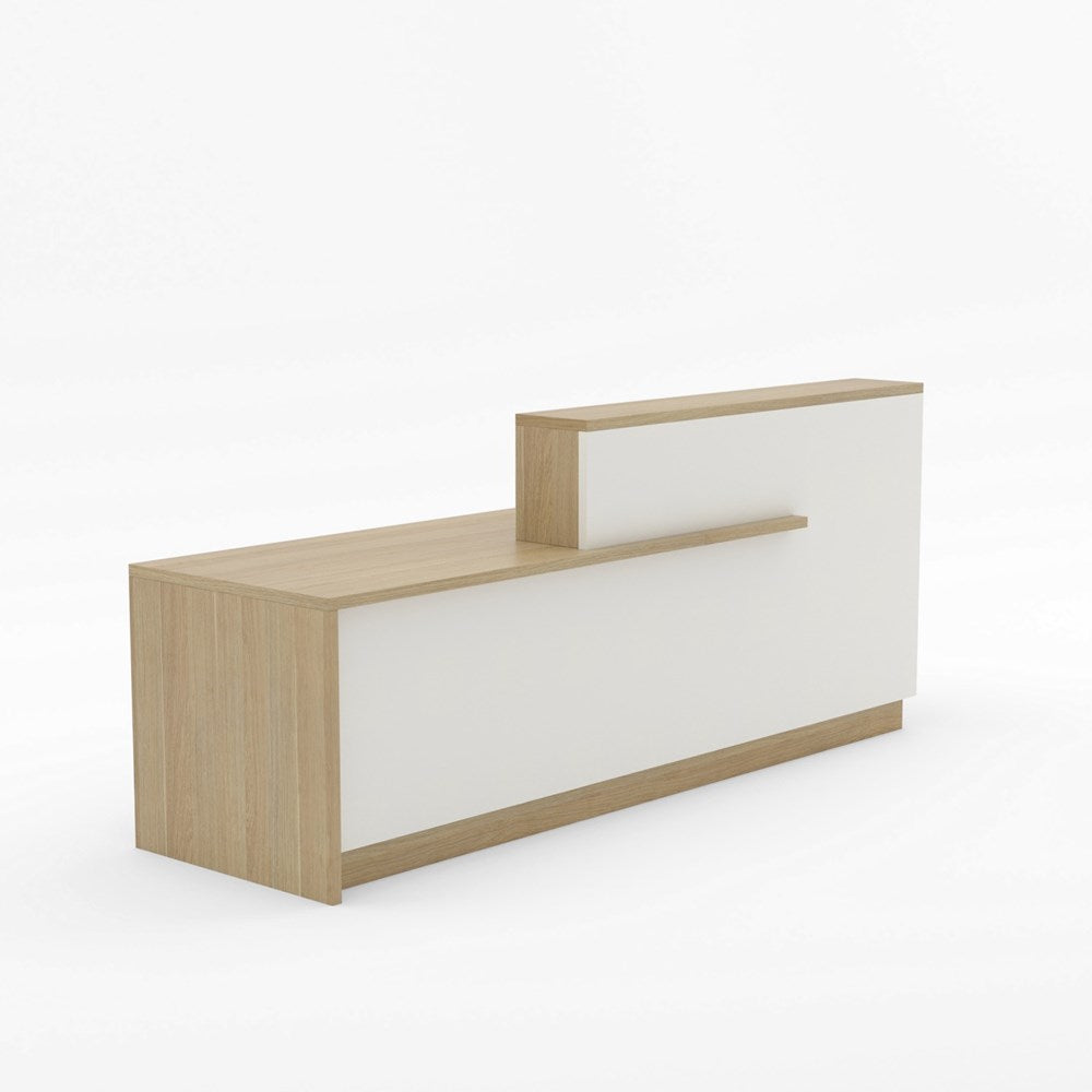 Wanaka Reception Counter-Reception Furniture-Classic Oak-2400 wide-North Island Delivery-Commercial Traders - Office Furniture