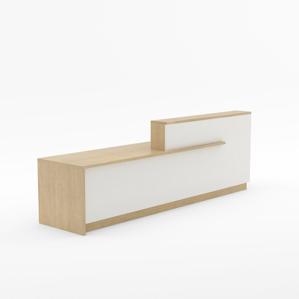 Wanaka Reception Counter-Reception Furniture-Refined Oak-3000 wide-North Island Delivery-Commercial Traders - Office Furniture