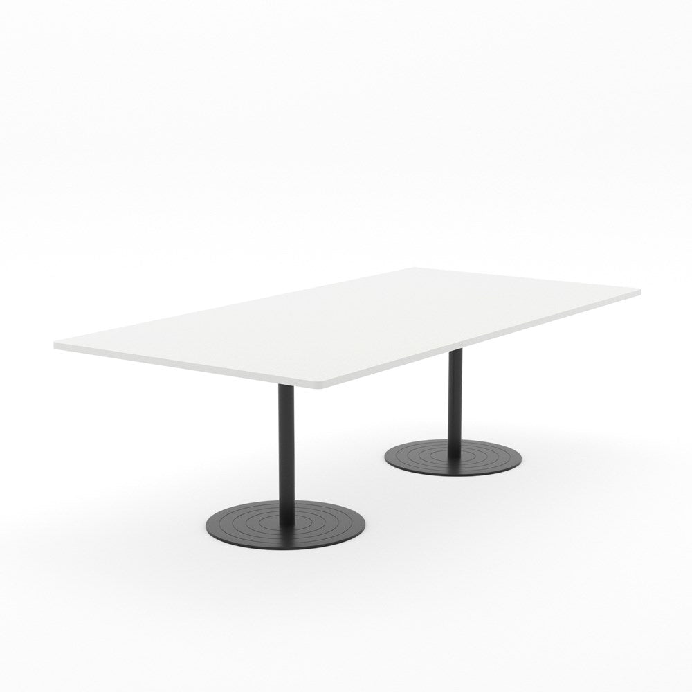 Essentials Table 2400 x 1200 - Rectangular-Meeting Room Furniture-Snowdrift-Black Disc Base-North Island Delivery-Commercial Traders - Office Furniture
