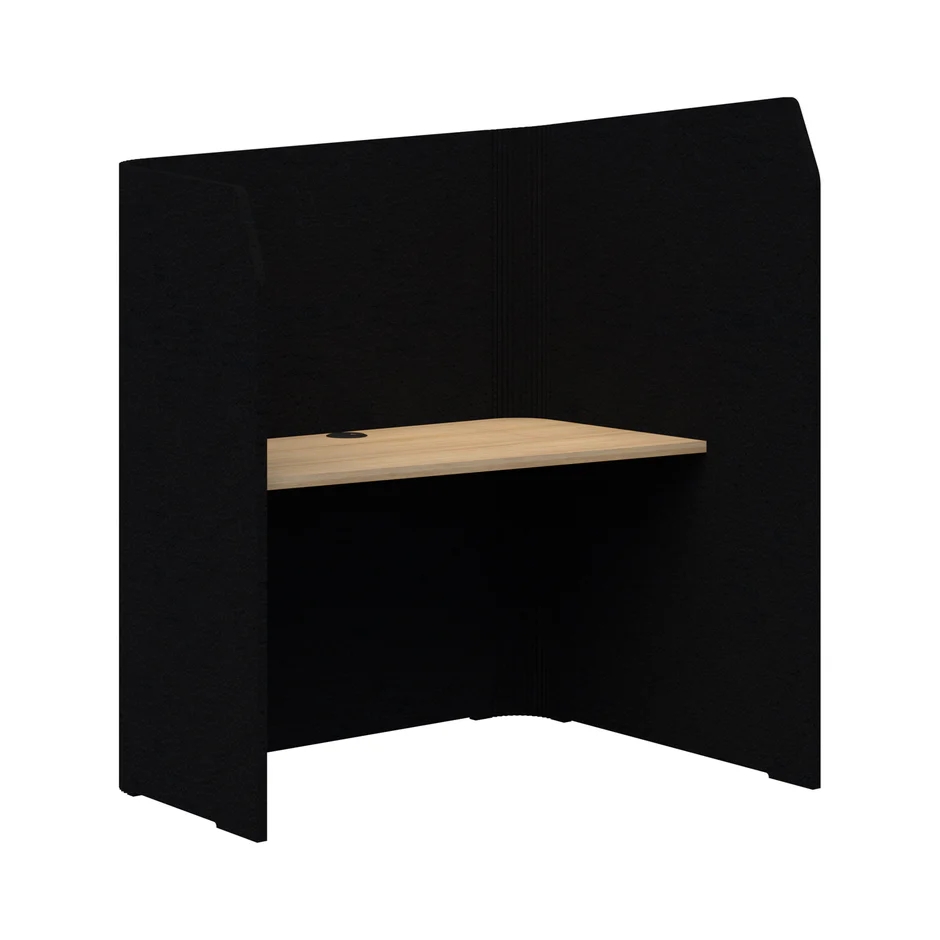 Sonic Focus Pod-Office Pods-Black-Classic Oak-RH - low side to left-Commercial Traders - Office Furniture