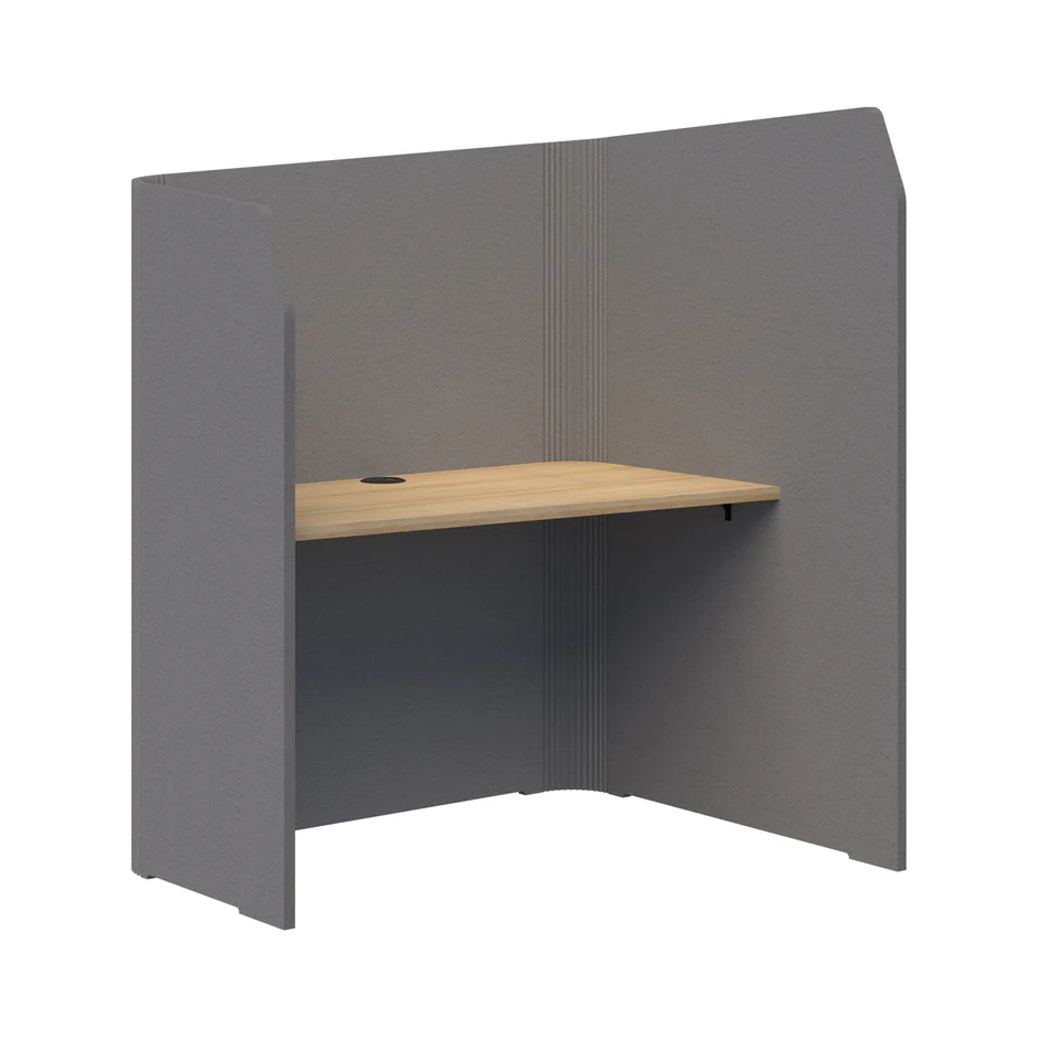 Sonic Focus Pod-Office Pods-Grey-Classic Oak-RH - low side to left-Commercial Traders - Office Furniture
