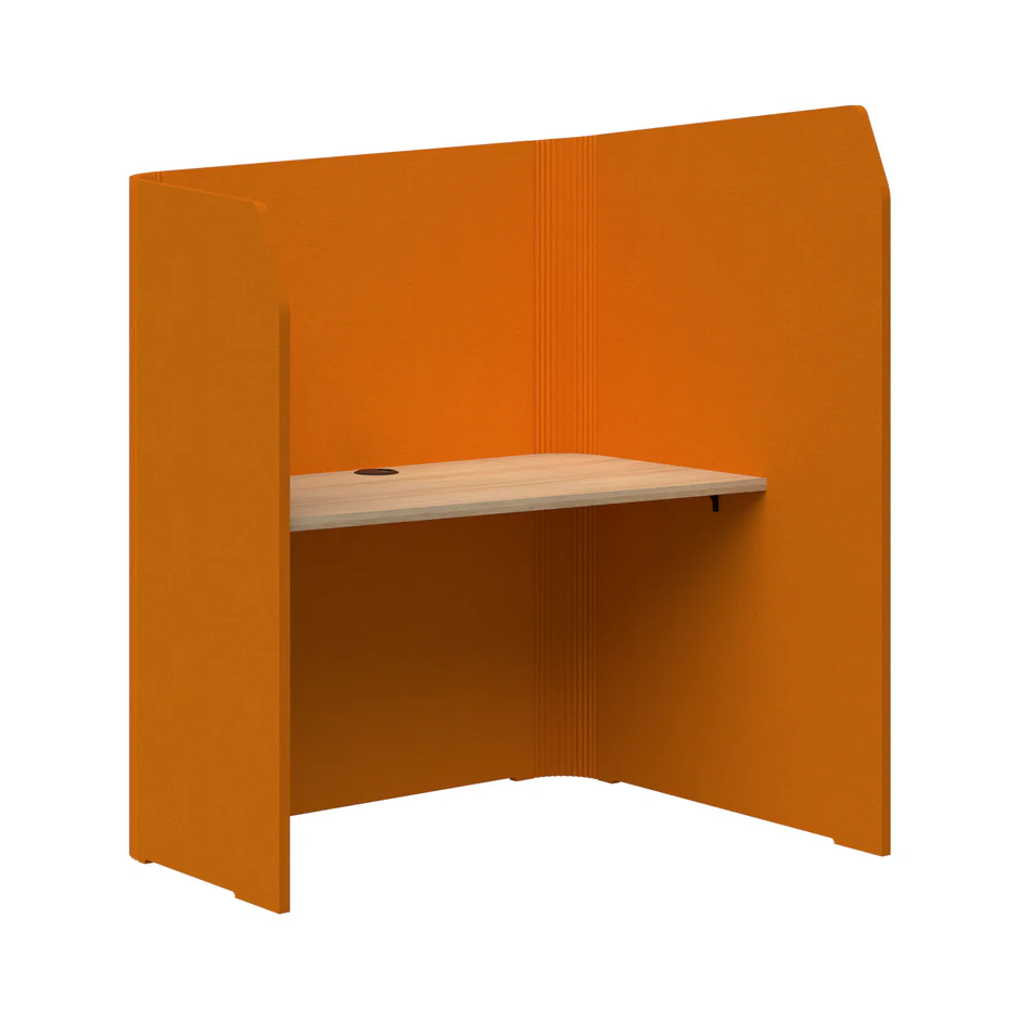 Sonic Focus Pod-Office Pods-Orange-Classic Oak-RH - low side to left-Commercial Traders - Office Furniture