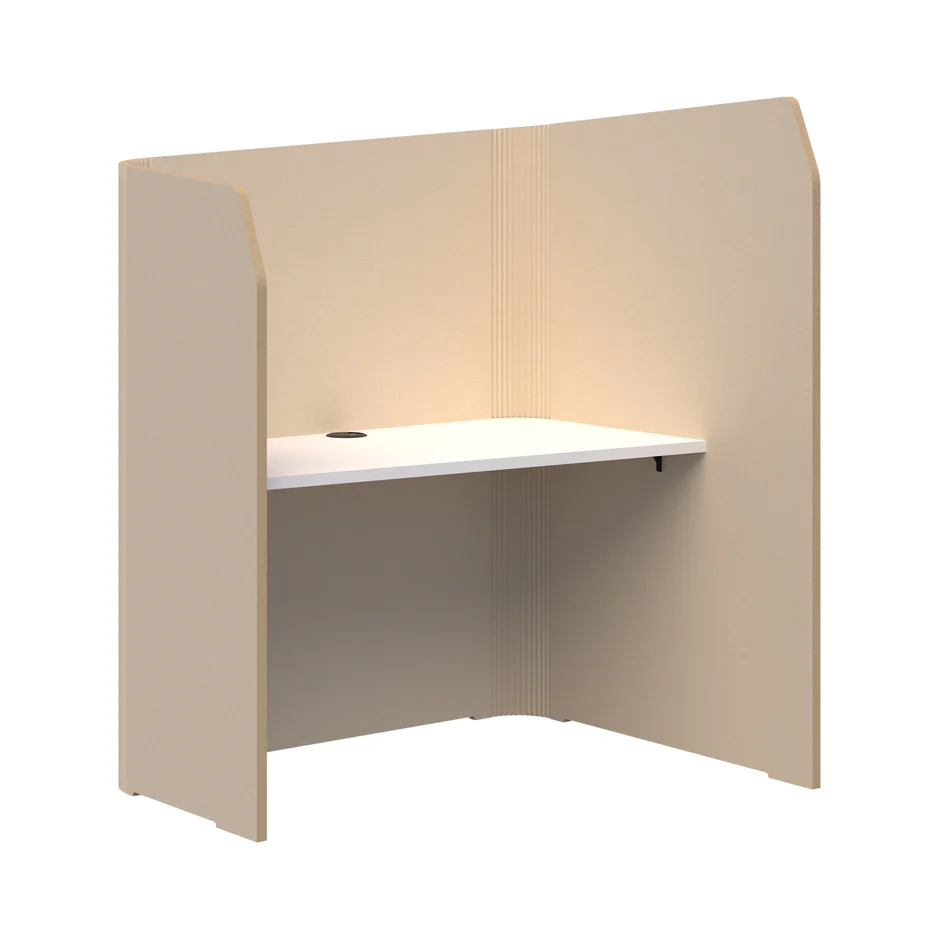 Sonic Focus Pod-Office Pods-Natural-Snow Velvet-RH - low side to left-Commercial Traders - Office Furniture