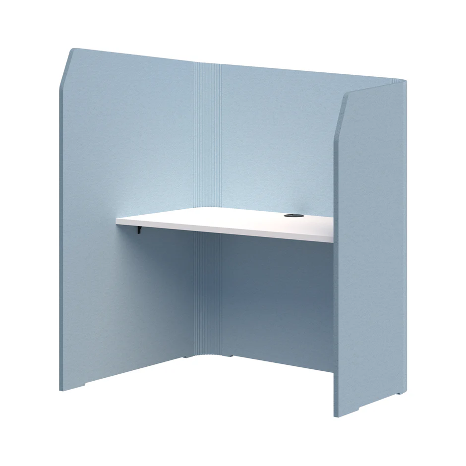 Sonic Focus Pod-Office Pods-Pacific Blue-Snow Velvet-LH - low side to right-Commercial Traders - Office Furniture