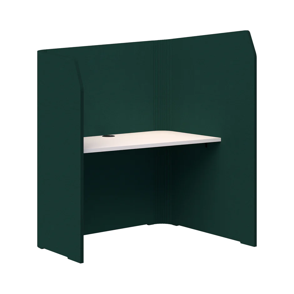 Sonic Focus Pod-Office Pods-Peacock Green-Snow Velvet-RH - low side to left-Commercial Traders - Office Furniture