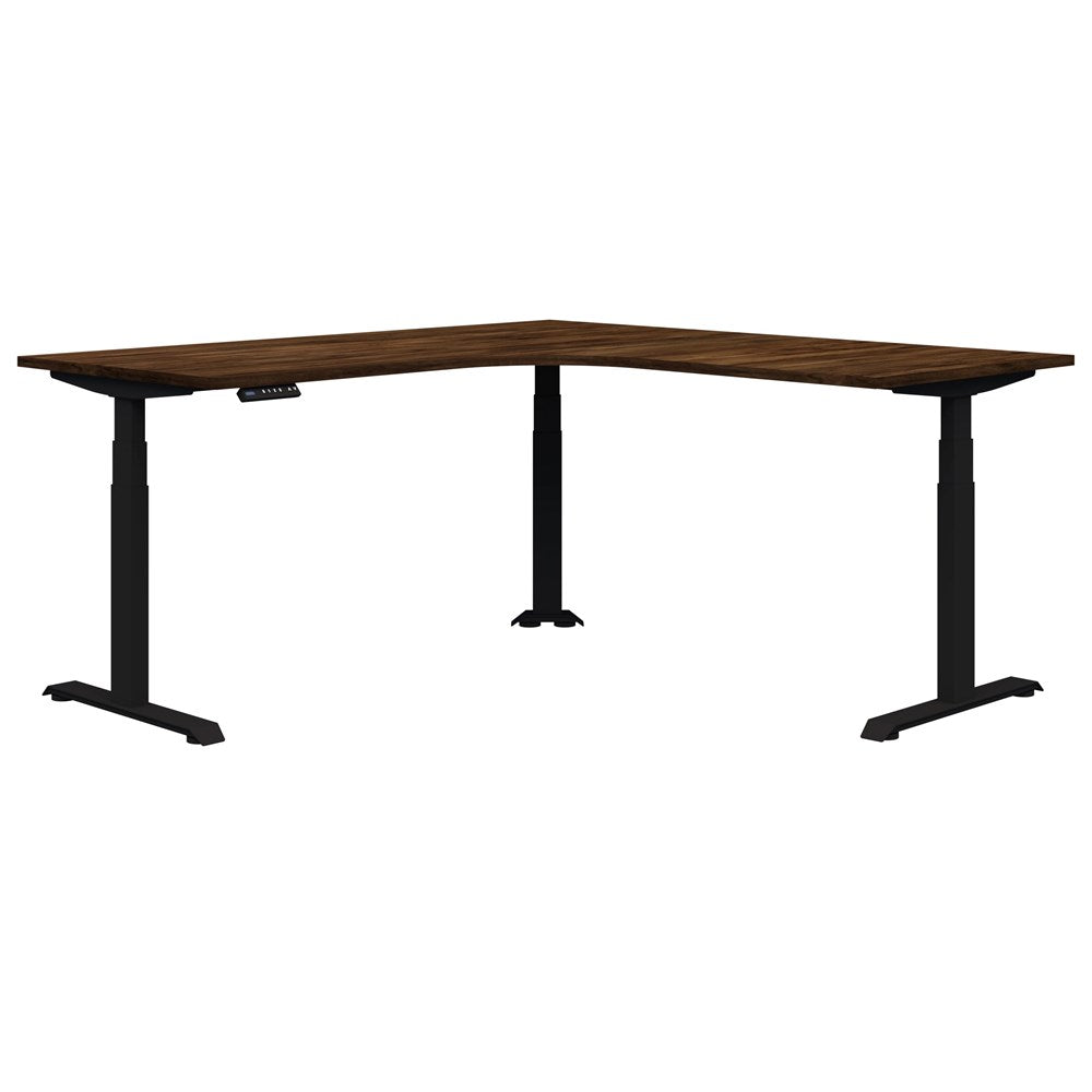 Summit ii Electric 90° Corner Workstation Desk-Desking-2000 x 2000 x 800-Aged Walnut-Black-Commercial Traders - Office Furniture