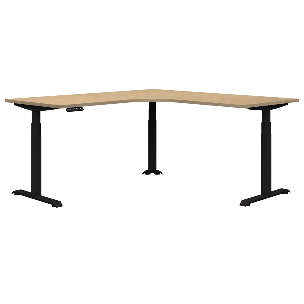 Summit ii Electric 90° Corner Workstation Desk-Desking-2000 x 2000 x 800-Raw Birch-Black-Commercial Traders - Office Furniture