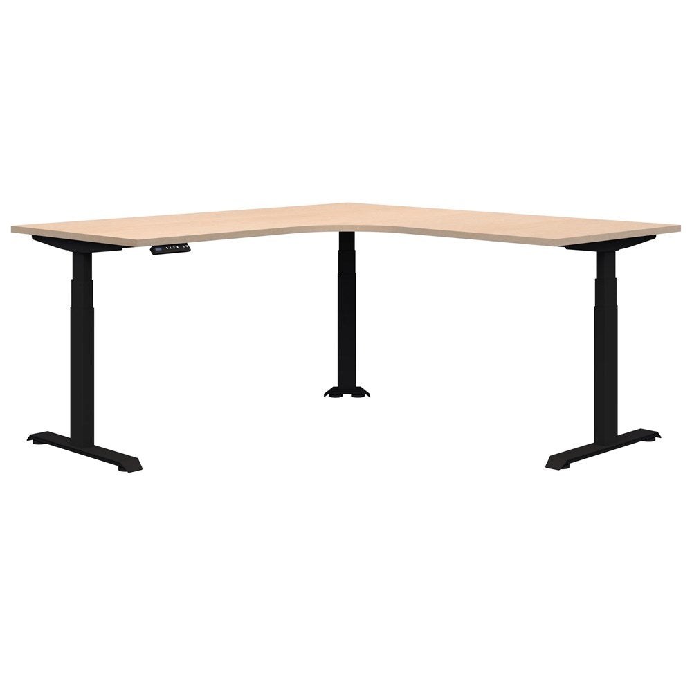 Summit ii Electric 90° Corner Workstation Desk-Desking-2000 x 2000 x 800-Refined Oak-Black-Commercial Traders - Office Furniture