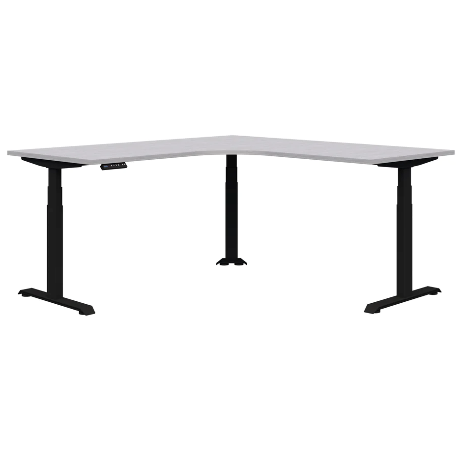 Summit ii Electric 90° Corner Workstation Desk-Desking-1500 x 1500 x 700-SIlver Strata-Black-Commercial Traders - Office Furniture
