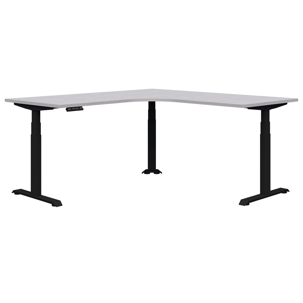 Summit ii Electric 90° Corner Workstation Desk-Desking-2000 x 2000 x 800-SIlver Strata-Black-Commercial Traders - Office Furniture