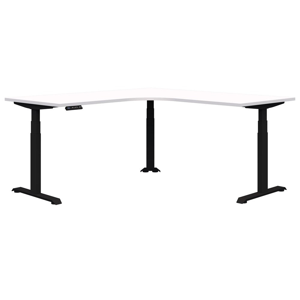 Summit ii Electric 90° Corner Workstation Desk-Desking-1800 x 1800 x 800-Snow Velvet-Black-Commercial Traders - Office Furniture