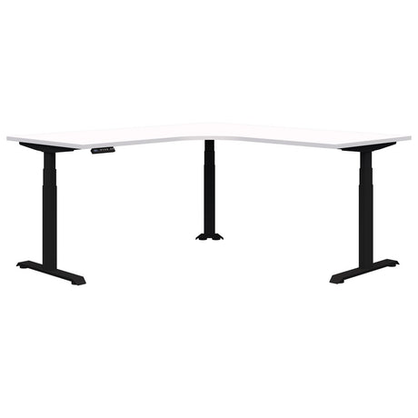 Summit ii Electric 90° Corner Workstation Desk-Desking-1800 x 1800 x 800-Snow Velvet-Black-Commercial Traders - Office Furniture