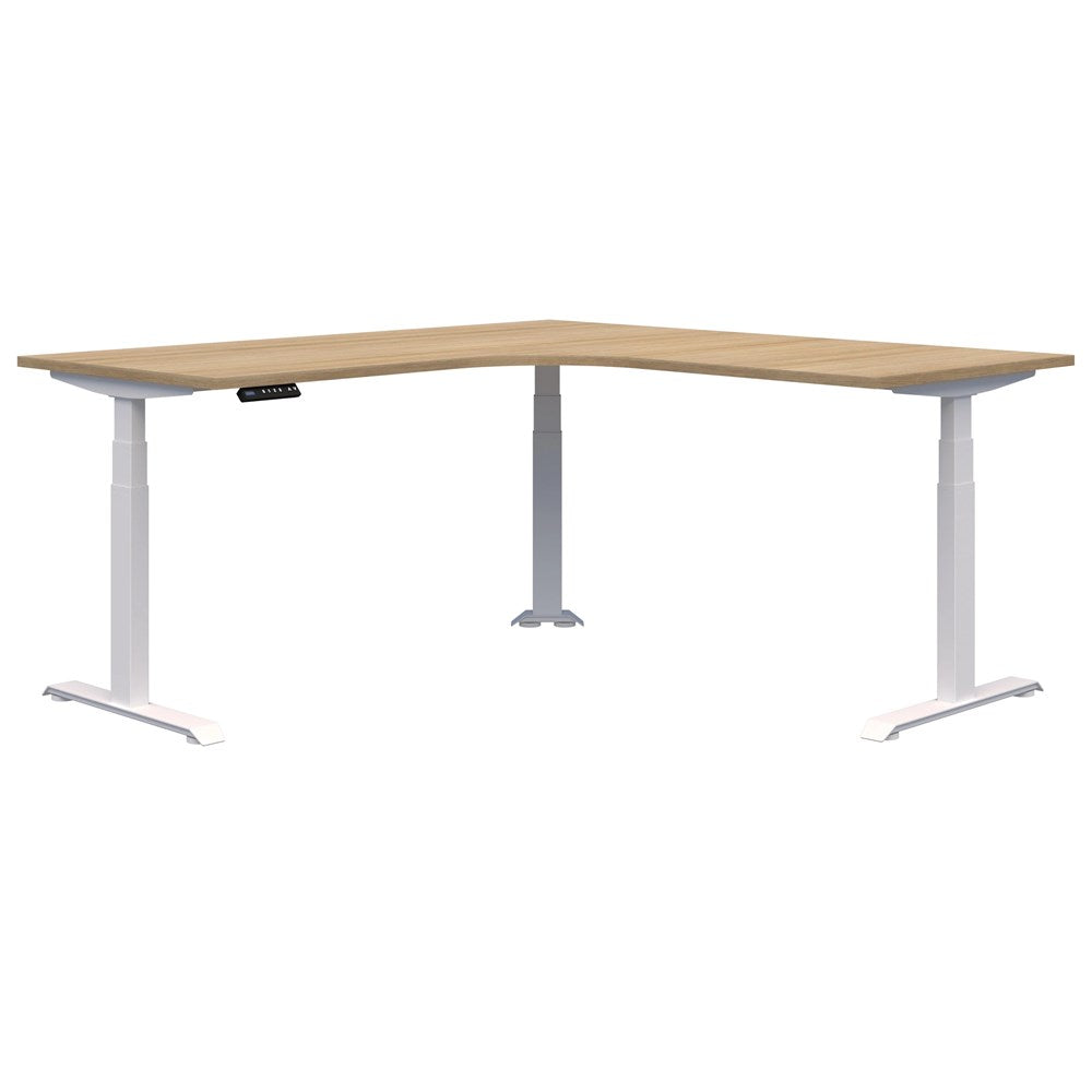 Summit ii Electric 90° Corner Workstation Desk-Desking-2000 x 2000 x 800-Classic Oak-White-Commercial Traders - Office Furniture