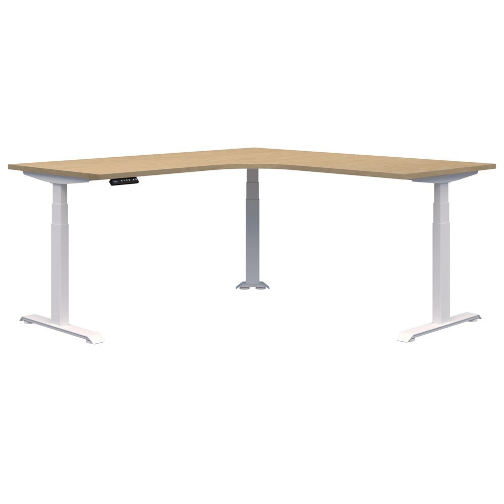 Summit ii Electric 90° Corner Workstation Desk-Desking-1800 x 1800 x 800-Raw Birch-White-Commercial Traders - Office Furniture