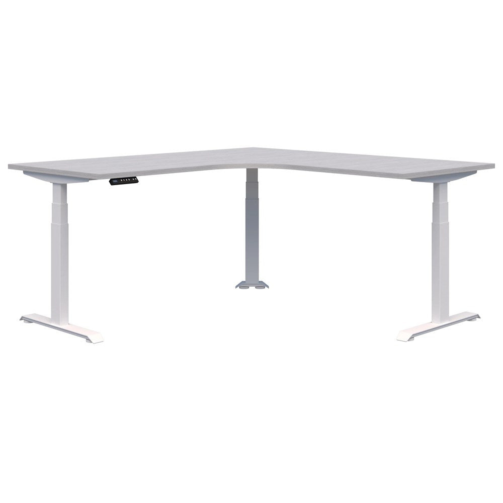 Summit ii Electric 90° Corner Workstation Desk-Desking-1800 x 1800 x 800-SIlver Strata-White-Commercial Traders - Office Furniture