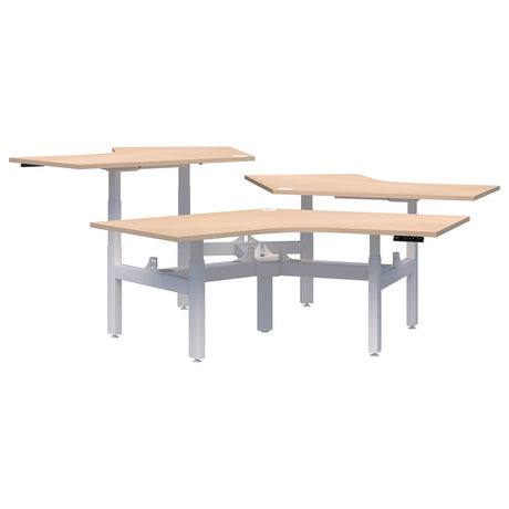 Summit 120° 1200 3 Person Pod - Electric-Desking-Refined Oak-White-Commercial Traders - Office Furniture