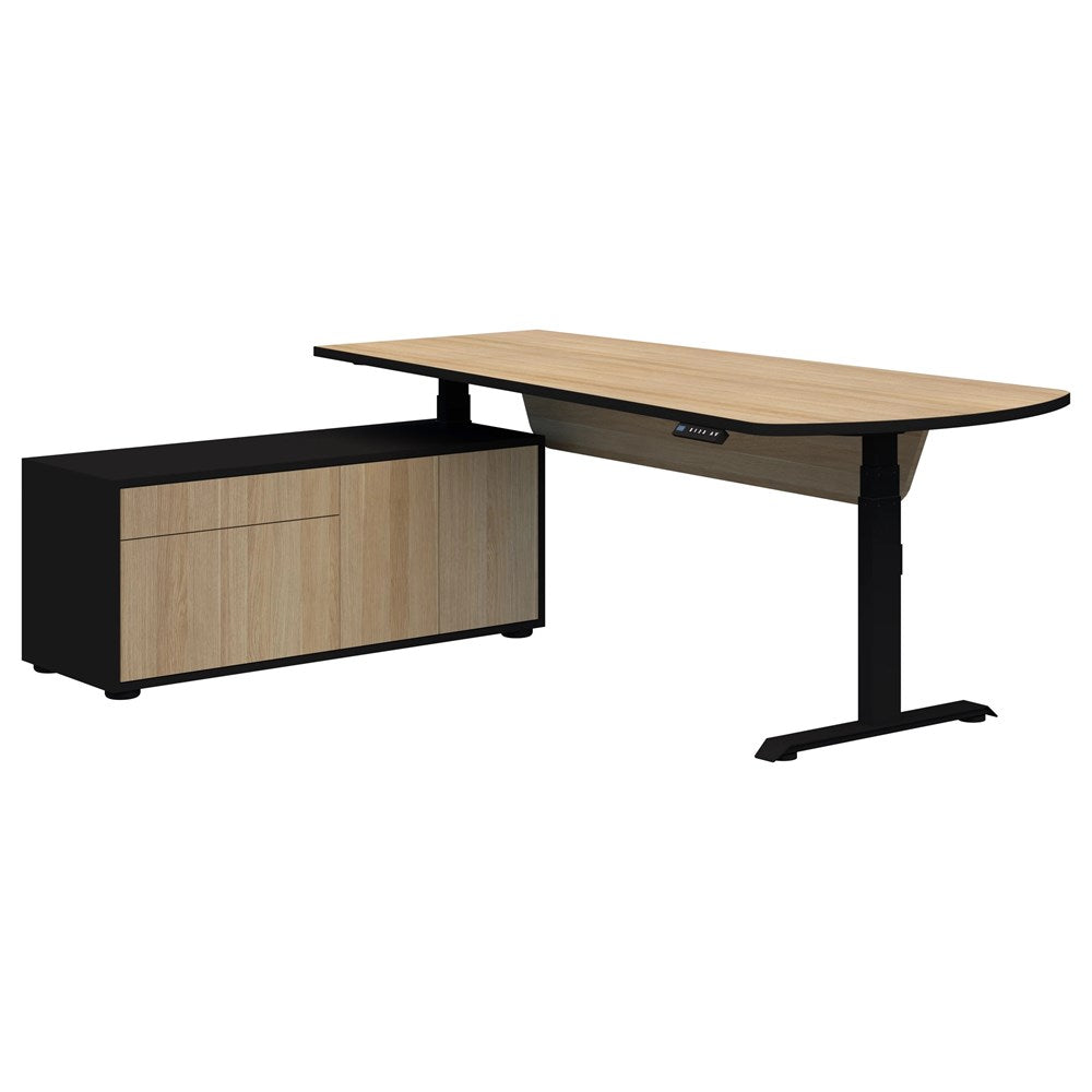 Summit ii Executive Electric Desk-Desking-Classic Oak-Black-Left Hand-Commercial Traders - Office Furniture