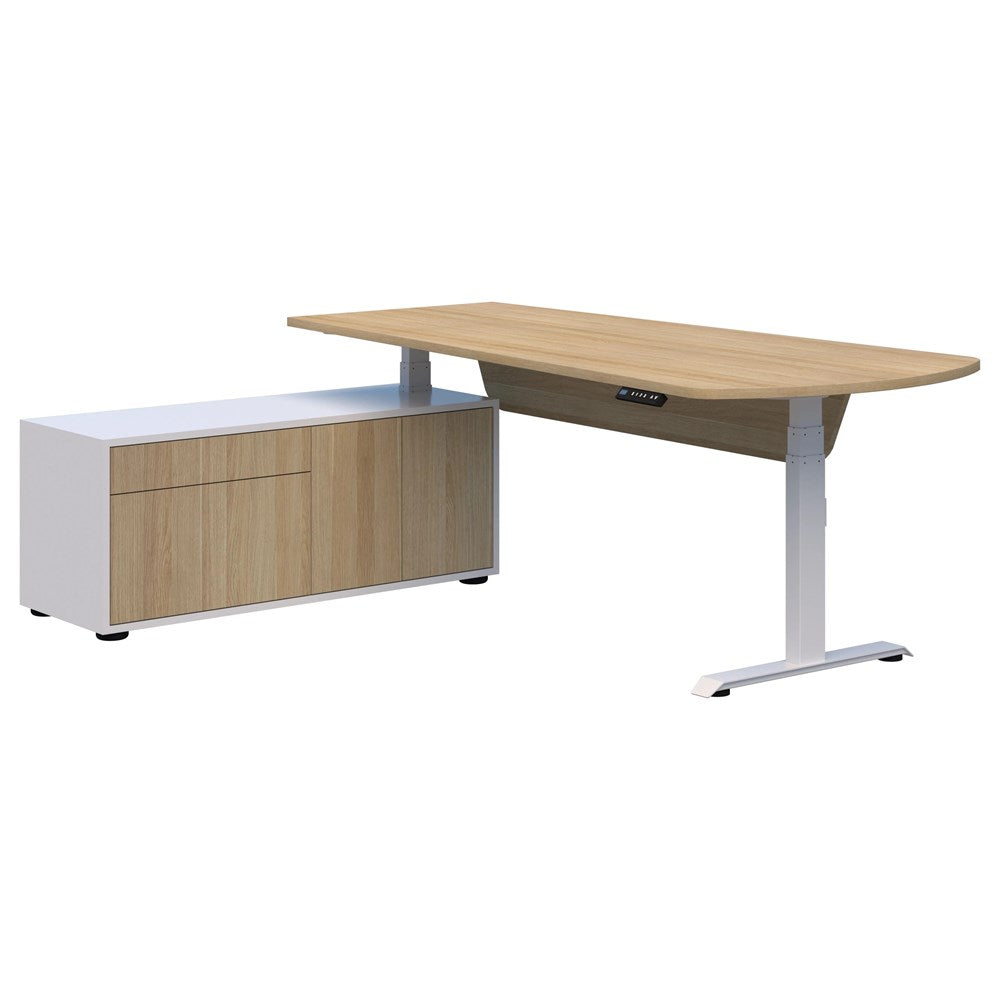 Summit ii Executive Electric Desk-Desking-Classic Oak-White-Left Hand-Commercial Traders - Office Furniture