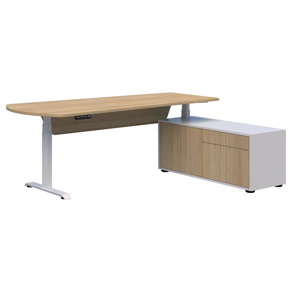 Summit ii Executive Electric Desk-Desking-Classic Oak-White-Right Hand-Commercial Traders - Office Furniture
