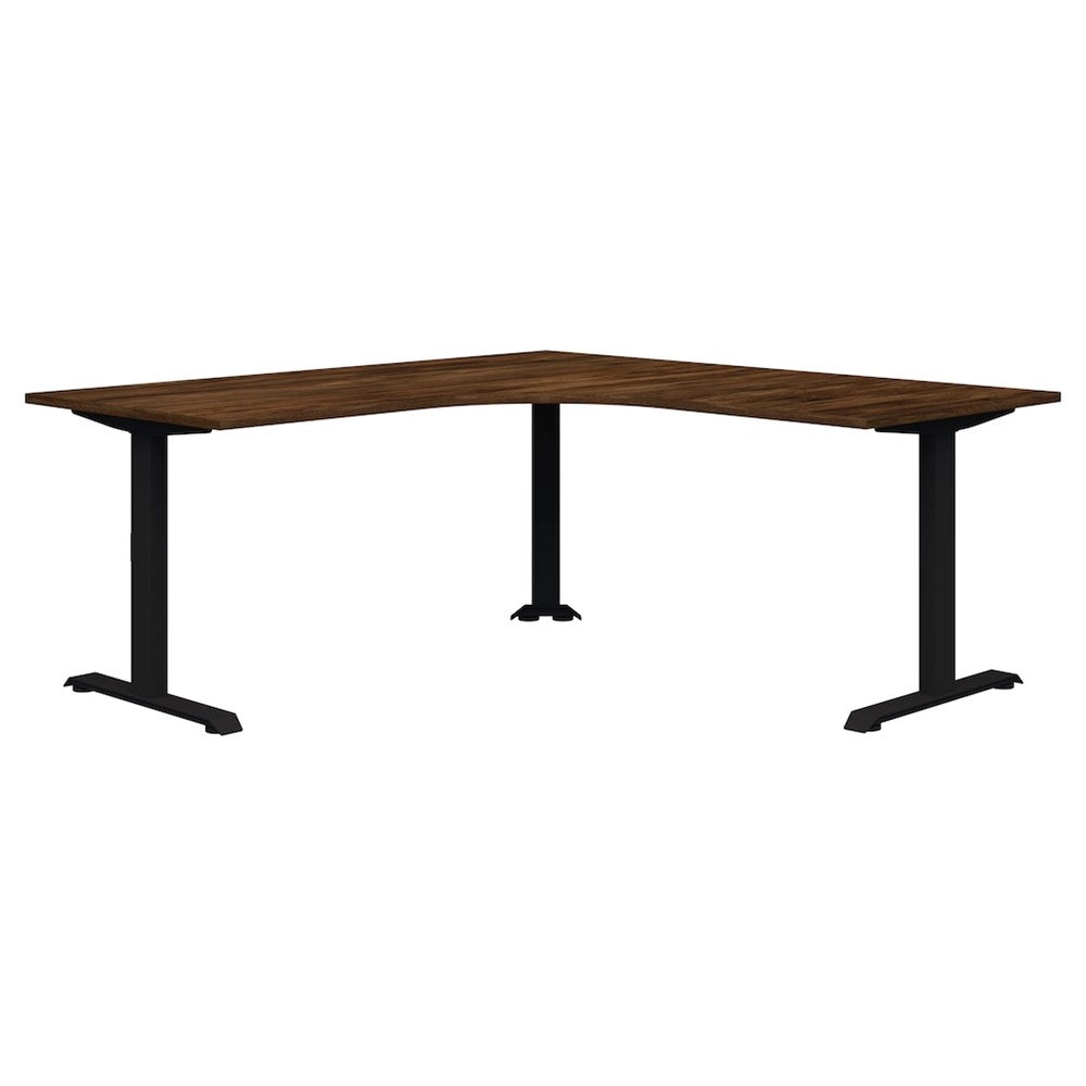 Summit ii Fixed Height 90° Corner Workstation Desk-Desking-1800 x 1800 x 800-Aged Walnut-Black-Commercial Traders - Office Furniture