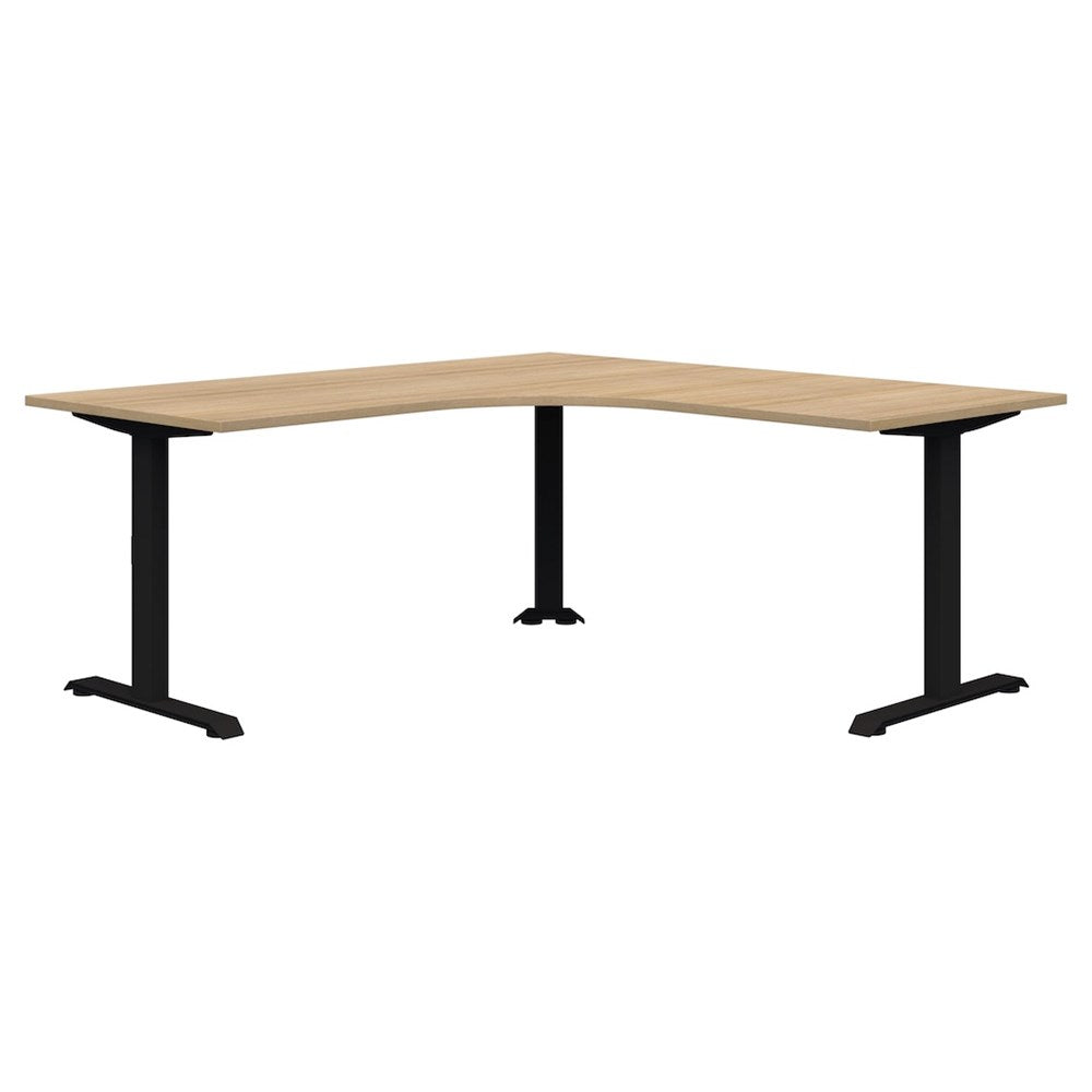 Summit ii Fixed Height 90° Corner Workstation Desk-Desking-1800 x 1800 x 800-Classic Oak-Black-Commercial Traders - Office Furniture