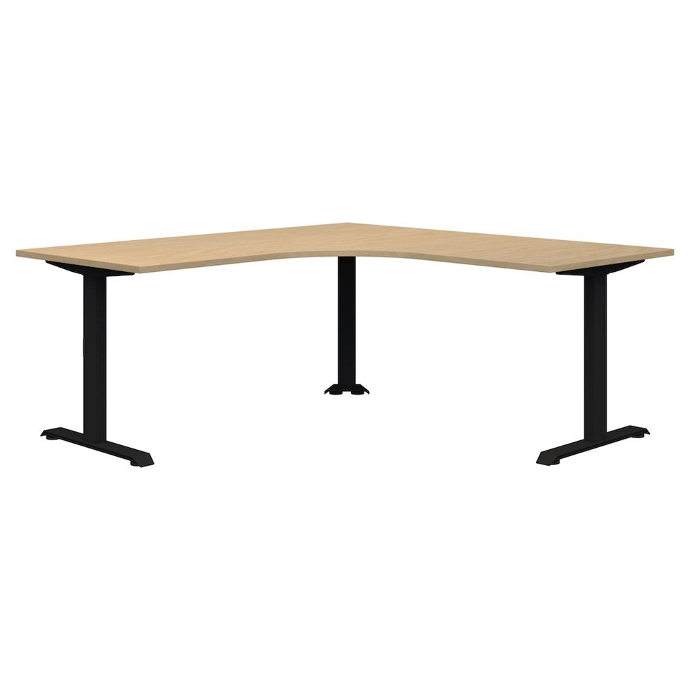 Summit ii Fixed Height 90° Corner Workstation Desk-Desking-1800 x 1800 x 800-Raw Birch-Black-Commercial Traders - Office Furniture