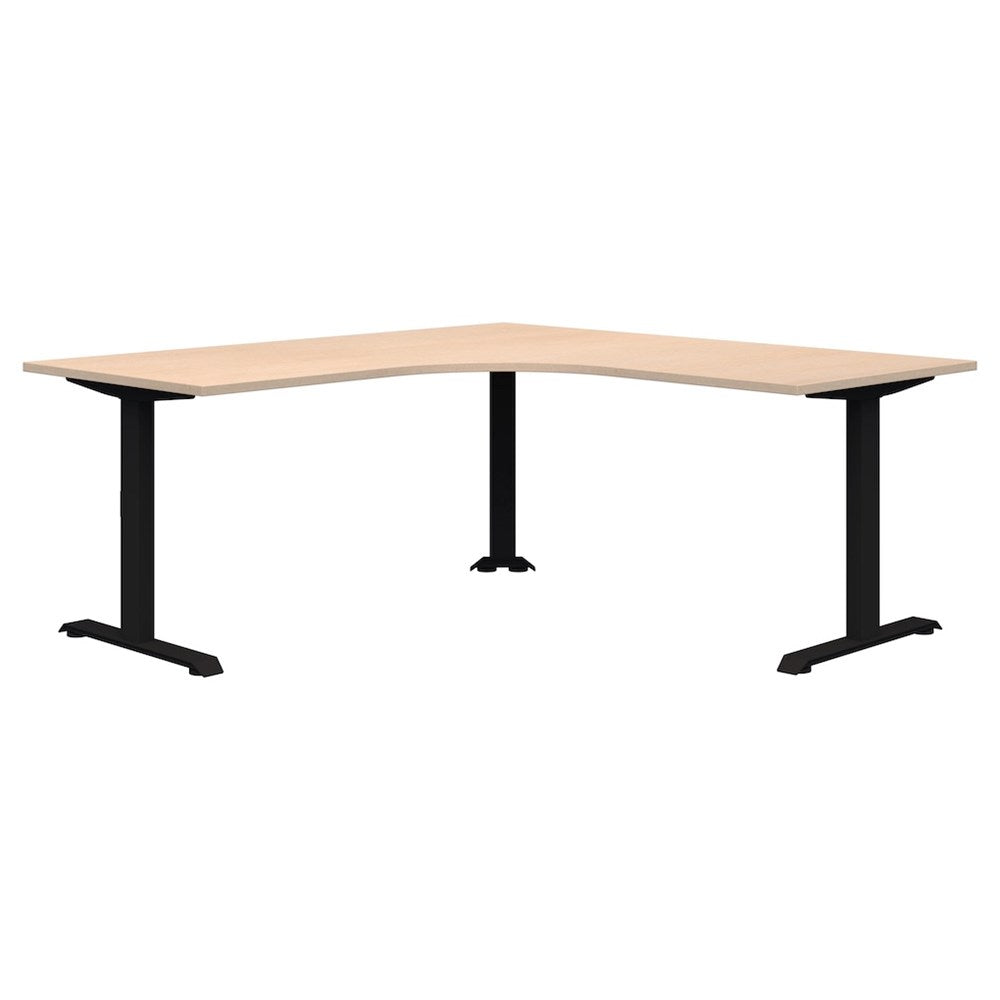 Summit ii Fixed Height 90° Corner Workstation Desk-Desking-1800 x 1800 x 800-Refined Oak-Black-Commercial Traders - Office Furniture