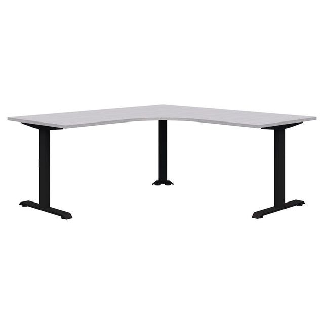 Summit ii Fixed Height 90° Corner Workstation Desk-Desking-1800 x 1800 x 800-SIlver Strata-Black-Commercial Traders - Office Furniture