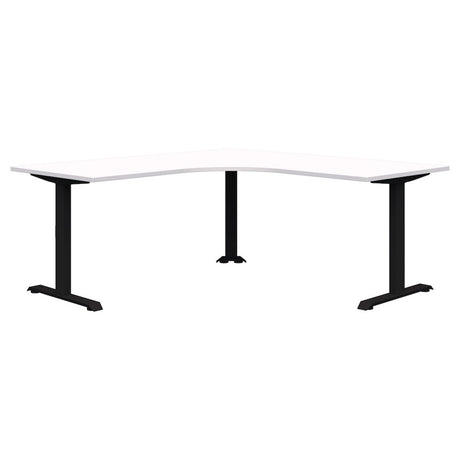 Summit ii Fixed Height 90° Corner Workstation Desk-Desking-1800 x 1800 x 800-Snow Velvet-Black-Commercial Traders - Office Furniture