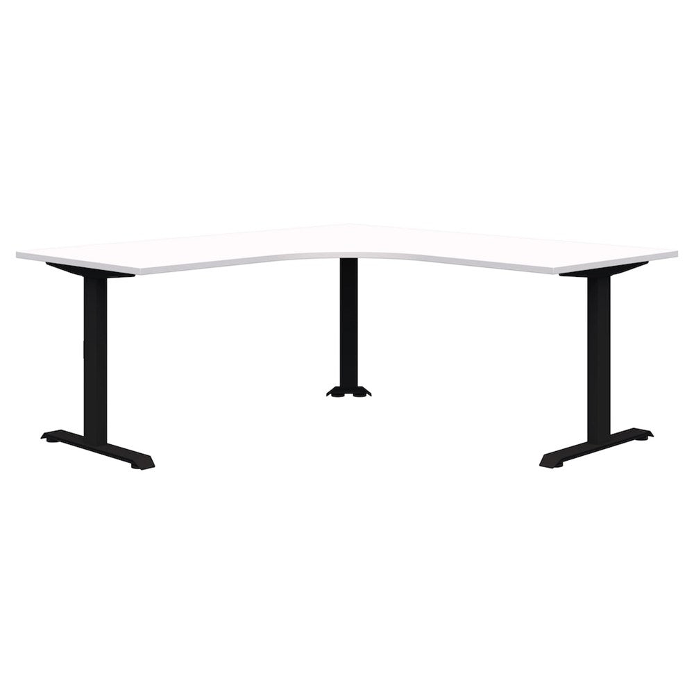 Summit ii Fixed Height 90° Corner Workstation Desk-Desking-1800 x 1800 x 800-Snow Velvet-Black-Commercial Traders - Office Furniture