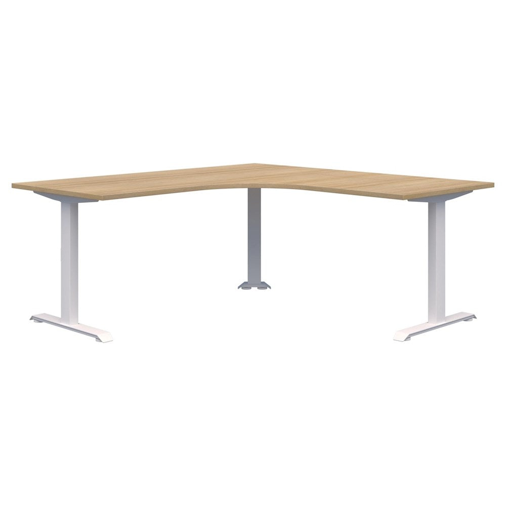 Summit ii Fixed Height 90° Corner Workstation Desk-Desking-1800 x 1800 x 800-Classic Oak-White-Commercial Traders - Office Furniture