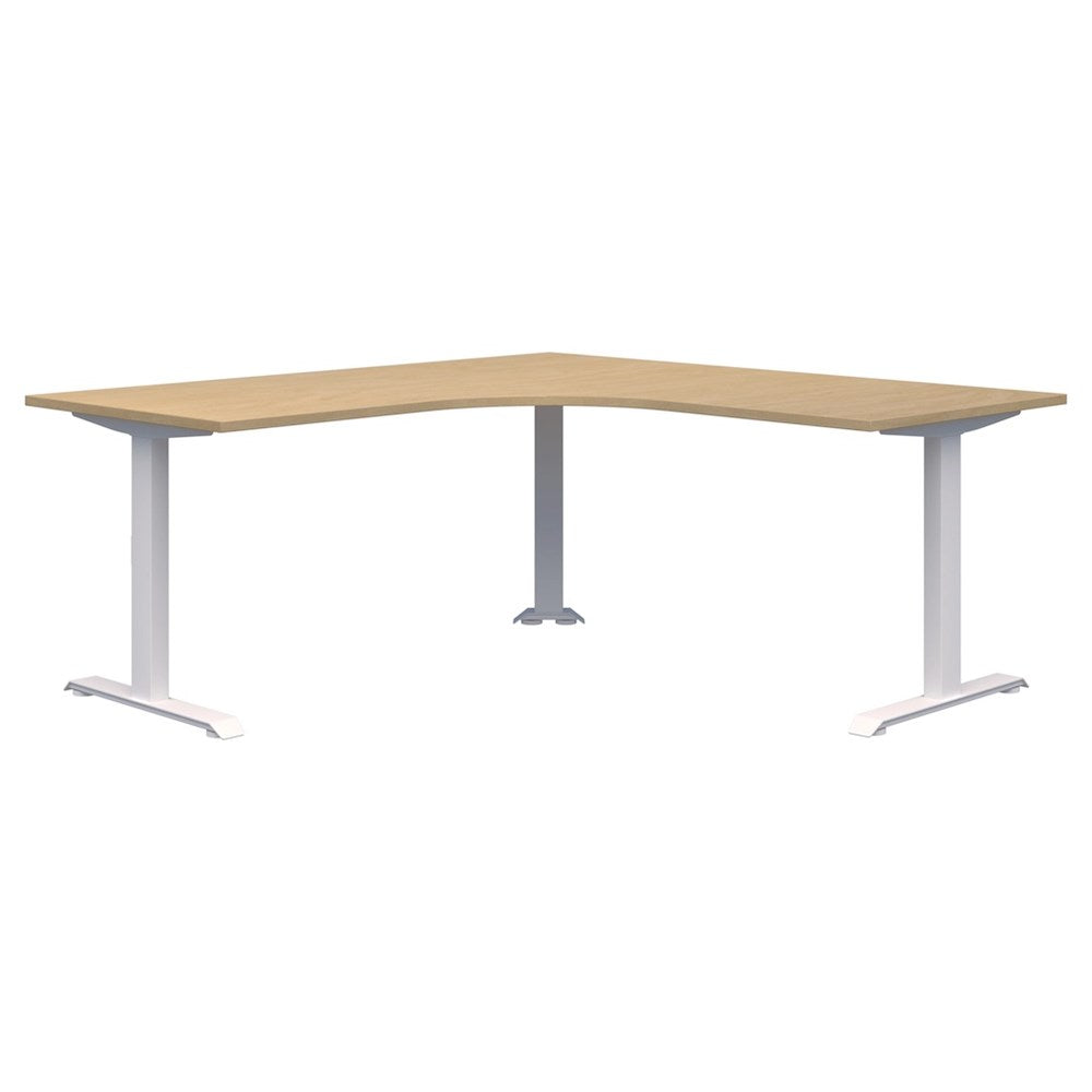 Summit ii Fixed Height 90° Corner Workstation Desk-Desking-1800 x 1800 x 800-Raw Birch-White-Commercial Traders - Office Furniture