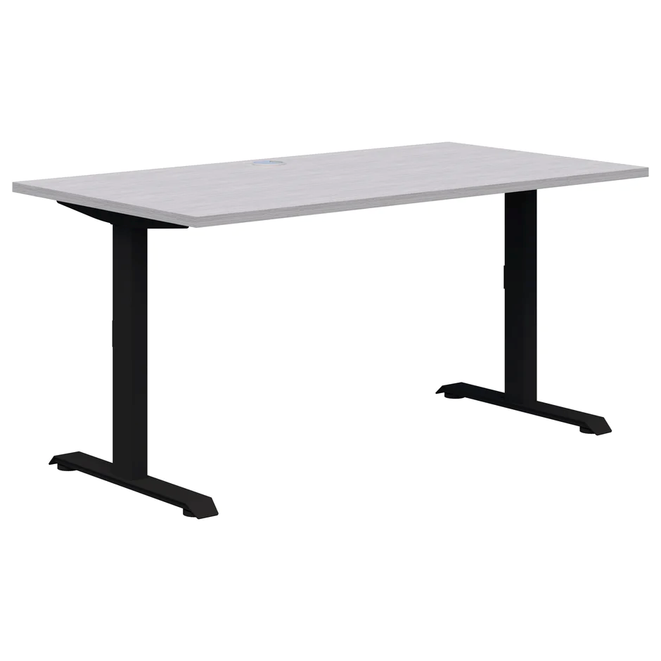 Summit ii Desk - Fixed Height-Desking-1200 x 700-SIlver Strata-Black-Commercial Traders - Office Furniture