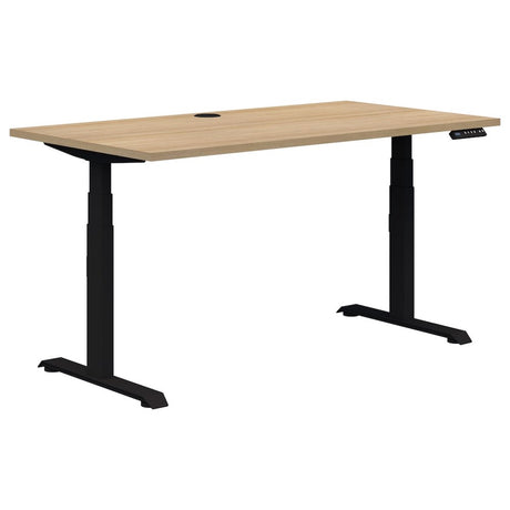 Summit ii Dual Motor Electric Desk-Desking-1500 x 800-Classic Oak-Black-Commercial Traders - Office Furniture