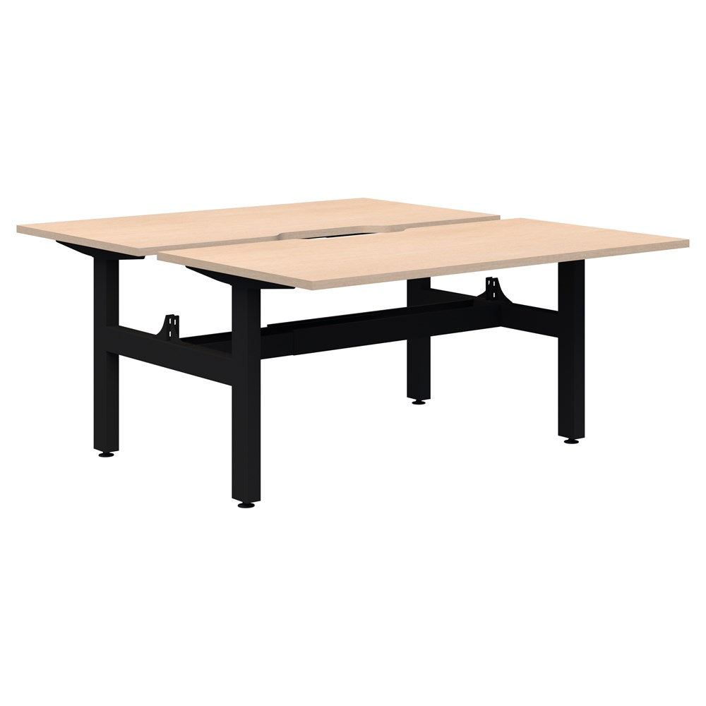 Summit II Fixed Height Back-to-Back 2 Pod Desk-Desking-Refined Oak-Black-2x1200x800-Commercial Traders - Office Furniture