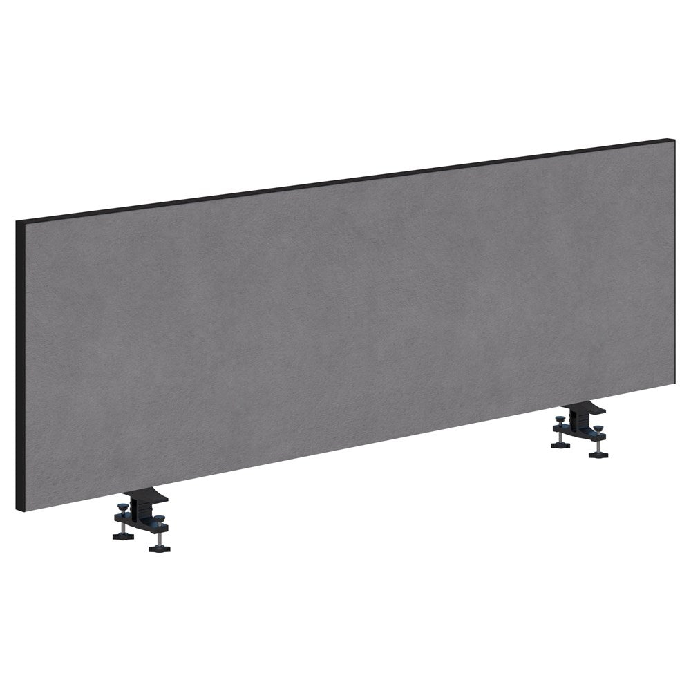 System 25 - 480H x 1200W - Desk Mount Screen - Double Sided-Office Partitons-Pebble-Black-Commercial Traders - Office Furniture