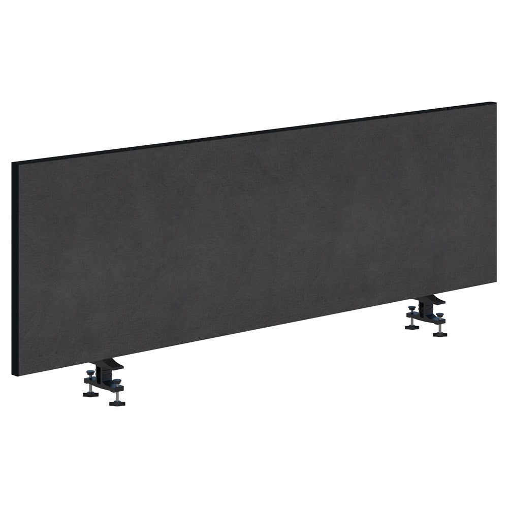 System 25 - 480H x 1800W - Desk Mount Screen - Double Sided-Office Partitons-Pepper-Black-Commercial Traders - Office Furniture