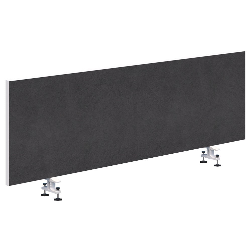 System 25 - 480H x 1800W - Desk Mount Screen - Double Sided-Office Partitons-Pepper-White-Commercial Traders - Office Furniture