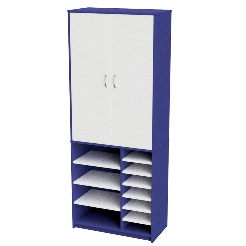 Wall Unit Teachers Open Base – Tote Tray-Education Furniture-Blue/White-Commercial Traders - Office Furniture