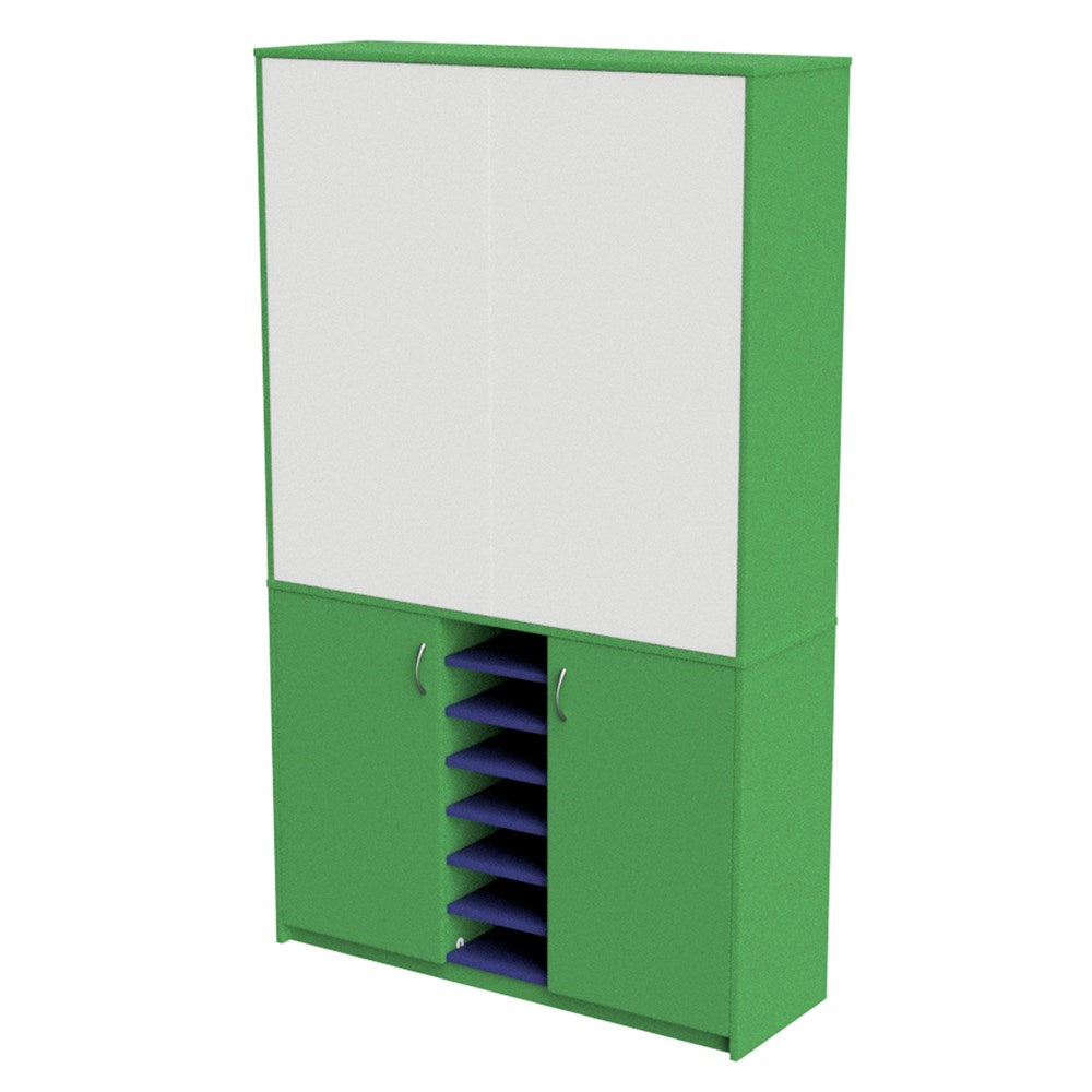 Wall Unit Teachers with Sliding Whiteboards-Education Furniture-Blue/White-1200MM-Commercial Traders - Office Furniture