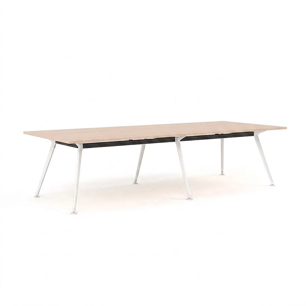 Euro Boardroom Table 3000 x 1200-Meeting Room Furniture-Refined Oak-White Leg-North Island (Ground Floor)-Commercial Traders - Office Furniture