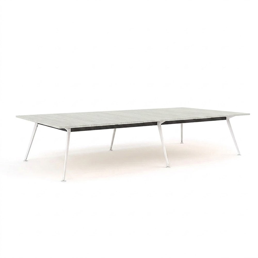 Euro Boardroom Table 3600 x 1800-Meeting Room Furniture-Silver Strata-White Leg-North Island (Ground Floor)-Commercial Traders - Office Furniture